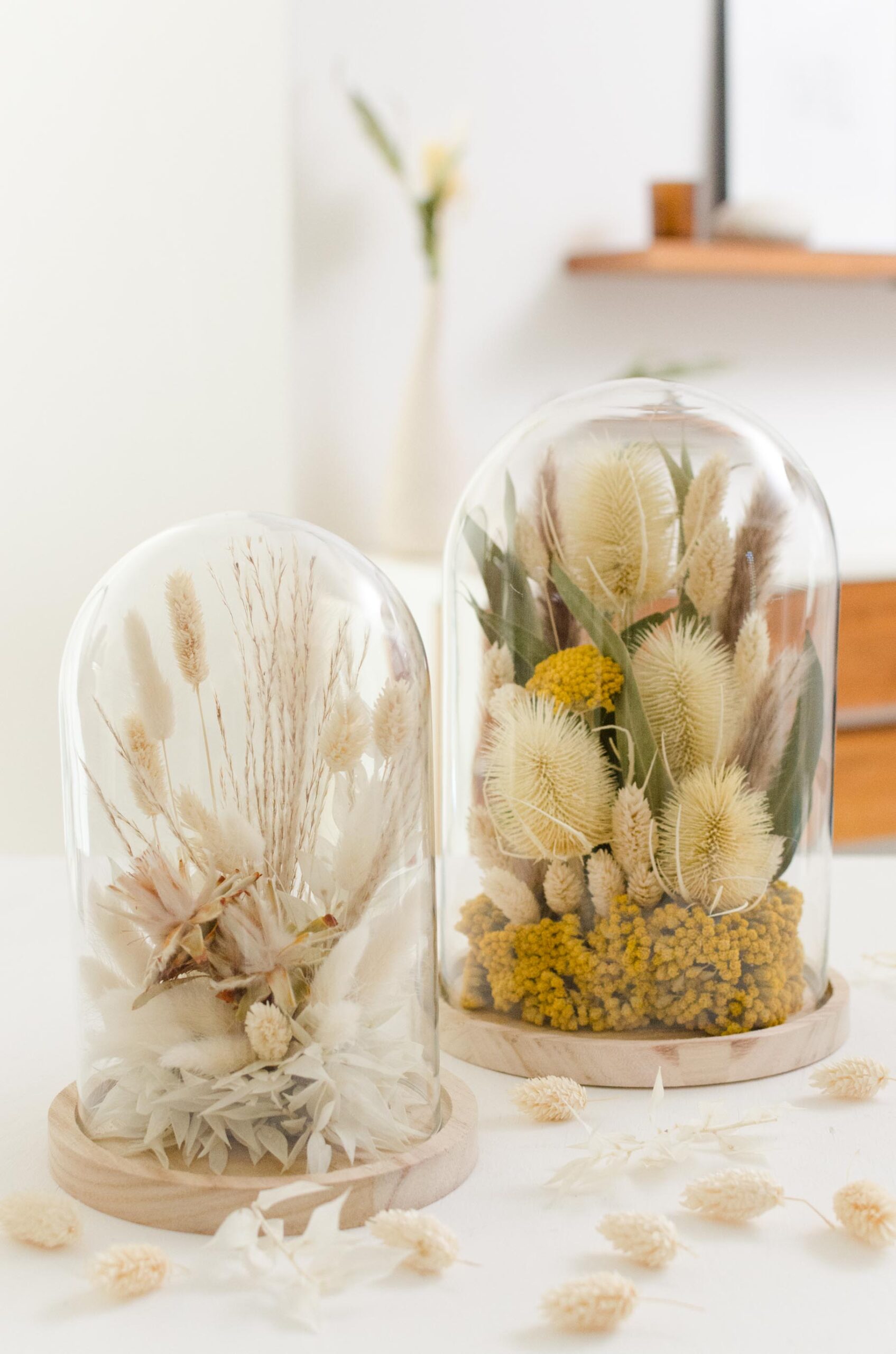 Glasglocke_Trockenblumen_Deko_DIY_beide Glasglocken_HF#1