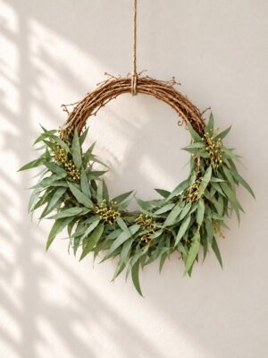 Flower Hoop mit Eukalyptus und natürlichen Fruchtständen - 25 - 30 cm